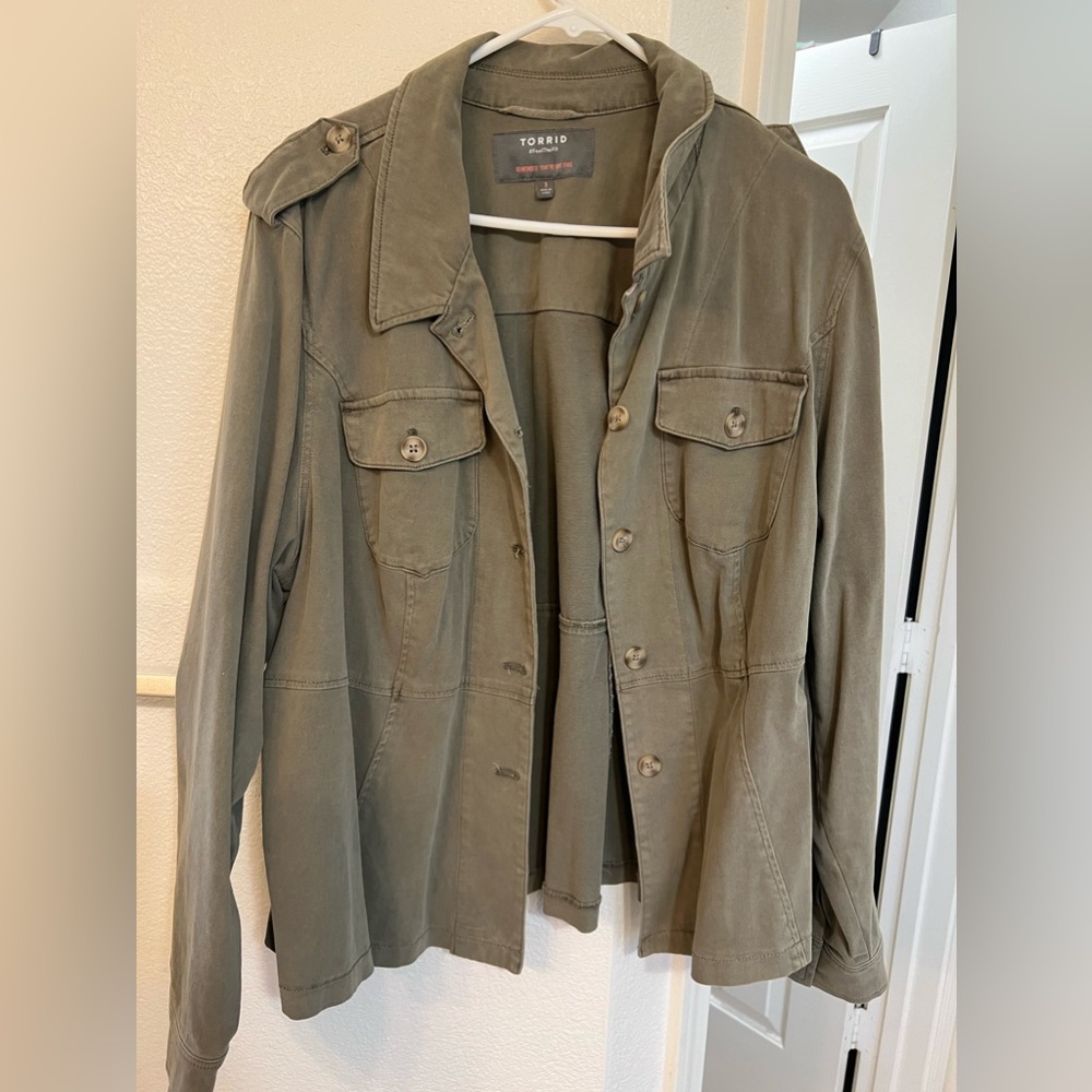 Torrid olive green canvas jacket 3X